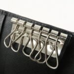 PRADA Triangle Logo Saffiano Leather Key Case Black 1M0222 Used - 图片 15