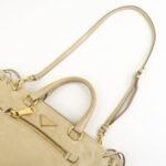 PRADA Triangle Logo VITELLOSHINE Leather 2Way Bag Beige BN1921 - 图片 6