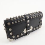 PRADA Leather Studs Chain Wallet Chain Bag Black Used - 图片 4