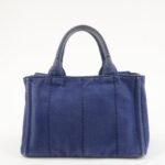 PRADA Logo Canapa Canvas 2Way Tote Bag Hand Bag Navy B2642B Used - 图片 2