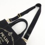 PRADA Canapa Mini Canvas 2Way Hand Bag Tote Bag Black 1BG439 Used - 图片 6