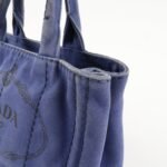 PRADA Logo Canapa Canvas 2Way Tote Bag Hand Bag Navy B2642B Used - 图片 15