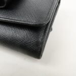 PRADA Saffiano Leather Flap Bi-Fold Long Wallet Black Gold 1MH132 Used - 图片 7