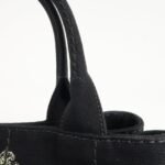 PRADA Canapa Mini Canvas 2Way Hand Bag Tote Bag Black 1BG439 Used - 图片 14