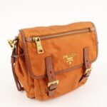 PRADA Logo Nylon Leather Shoulder Bag Crossbody Bag Orange BT0692 Used - 图片 4