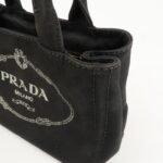 PRADA Canapa Mini Canvas 2Way Hand Bag Tote Bag Black 1BG439 Used - 图片 16