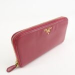 PRADA Logo Saffiano Leather Round Zippy Long Wallet Pink 1M0506 Used - 图片 4