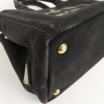 PRADA Canapa Mini Canvas 2Way Hand Bag Tote Bag Black 1BG439 Used - 图片 12