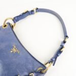 PRADA Leather Shoulder Bag Hand Bag Blue BR4984 Used - 图片 6