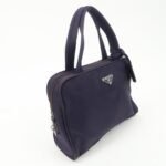 PRADA Triangle Logo Leather Nylon Hand Bag Purple B8495 - 图片 4