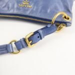 PRADA Leather Shoulder Bag Hand Bag Blue BR4984 Used - 图片 7