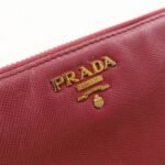 PRADA Logo Saffiano Leather Round Zippy Long Wallet Pink 1M0506 Used - 图片 15