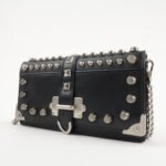 PRADA Leather Studs Chain Wallet Chain Bag Black Used - 图片 3