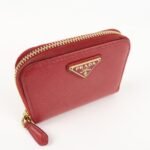 PRADA Triangle Logo Round Zippy Coin Case Red 1MO268 Used - 图片 4