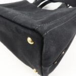 PRADA Canapa Mini Canvas 2Way Hand Bag Tote Bag Black 1BG439 Used - 图片 12