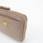 PRADA Logo Saffiano Leather Zippy Coin Case Pink Beige 1ML025 Used - 图片 10