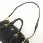 PRADA Nylon Leather 2WAY Bag Hand Bag Shoulder Bag Black BN2032 - 图片 6