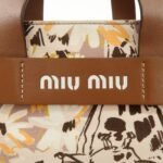 MIU MIU Leather Canvas 2Way Hand Bag Tote Bag Brown Pink 5BA085 Used - 图片 18