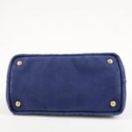 PRADA Logo Canapa Canvas 2Way Tote Bag Hand Bag Navy B2642B Used - 图片 5