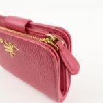 PRADA Logo Leather Bi-Fold Wallet Small Wallet Pink 1ML018 Used - 图片 11
