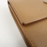 PRADA Triangle Logo Saffiano Leather Trifold Wallet Brown Used - 图片 12