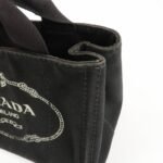 PRADA Logo Canapa Mini Canvas Tote Bag Hand Bag Black BN2439 Used - 图片 16