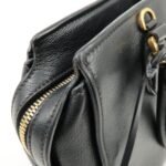PRADA Leather 2Way Bag Shoulder Hand Bag Black Gold Used - 图片 15