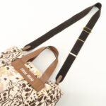 MIU MIU Leather Canvas 2Way Hand Bag Tote Bag Brown Pink 5BA085 Used - 图片 6