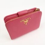 PRADA Logo Leather Bi-Fold Wallet Small Wallet Pink 1ML018 Used - 图片 4