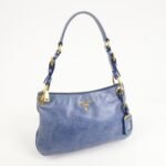 PRADA Leather Shoulder Bag Hand Bag Blue BR4984 Used - 图片 4