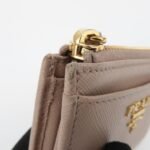 PRADA Logo Saffiano Leather Zippy Coin Case Pink Beige 1ML025 Used - 图片 14