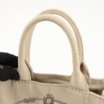 PRADA Logo Canapa Mini Canvas Tote Bag Hand Bag Beige 1BG439 Used - 图片 7