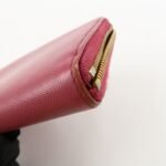 PRADA Logo Saffiano Leather Round Zippy Long Wallet Pink 1M0506 Used - 图片 14