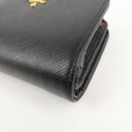 PRADA Saffiano Leather Bi-Fold Wallet Black Red Gold 1ML018 Used - 图片 7