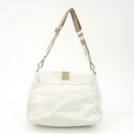 PRADA Triangle Logo Leather Nylon Shoulder Bag White Beige - 图片 2