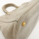 PRADA Triangle Logo Leather 2Way Bag Tote Bag Gray BN2104 Used - 图片 12