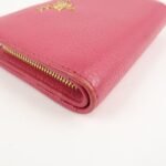 PRADA Logo Leather Bi-Fold Wallet Small Wallet Pink 1ML018 Used - 图片 6