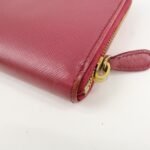 PRADA Logo Saffiano Leather Round Zippy Long Wallet Pink 1M0506 Used - 图片 9