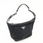 PRADA Triangle Logo Nylon Leather Shoulder Bag Hand Bag Black BR3121 Used - 图片 4