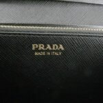 PRADA Saffiano Leather Flap Bi-Fold Long Wallet Black Gold 1MH132 Used - 图片 21