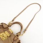MIU MIU Leather Side Ribbon 2Way Bag Hand Bag Beige Gold - 图片 6