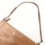 PRADA Triangle Logo Leather Shoulder Bag Hand Bag Brown Used - 图片 7