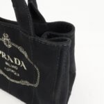 PRADA Canapa Mini Canvas 2Way Hand Bag Tote Bag Black 1BG439 Used - 图片 16