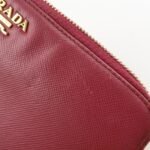PRADA Logo Saffiano Leather Round Zippy Long Wallet Pink 1M0506 Used - 图片 16