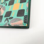 PRADA Leather Compact Wallet Floral Print Green Gold HDW 1MV204 Used - 图片 8