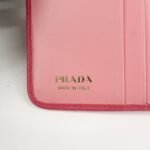 PRADA Logo Leather Bi-Fold Wallet Small Wallet Pink 1ML018 Used - 图片 23