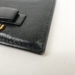 MIU MIU Leather Ribbon Card Case Black Gold Hardware 5MC208 Used - 图片 7