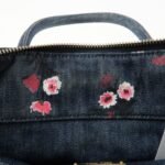 MIU MIU Matelasse Denim Leather 2Way Bag Hand Bag Flower 5BB020 Used - 图片 22