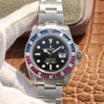 Rolex SUBMARINER SILVER BLUE / RED DIAMOND 40MM