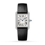 Cartier Tank Must watch, large model, quartz movement. Steel case, bezel set with 42 brilliant-cut diamonds-P17311176
